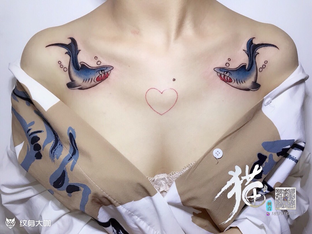 锁骨燕子_纹身图案手稿图片_张翔的纹身作品集