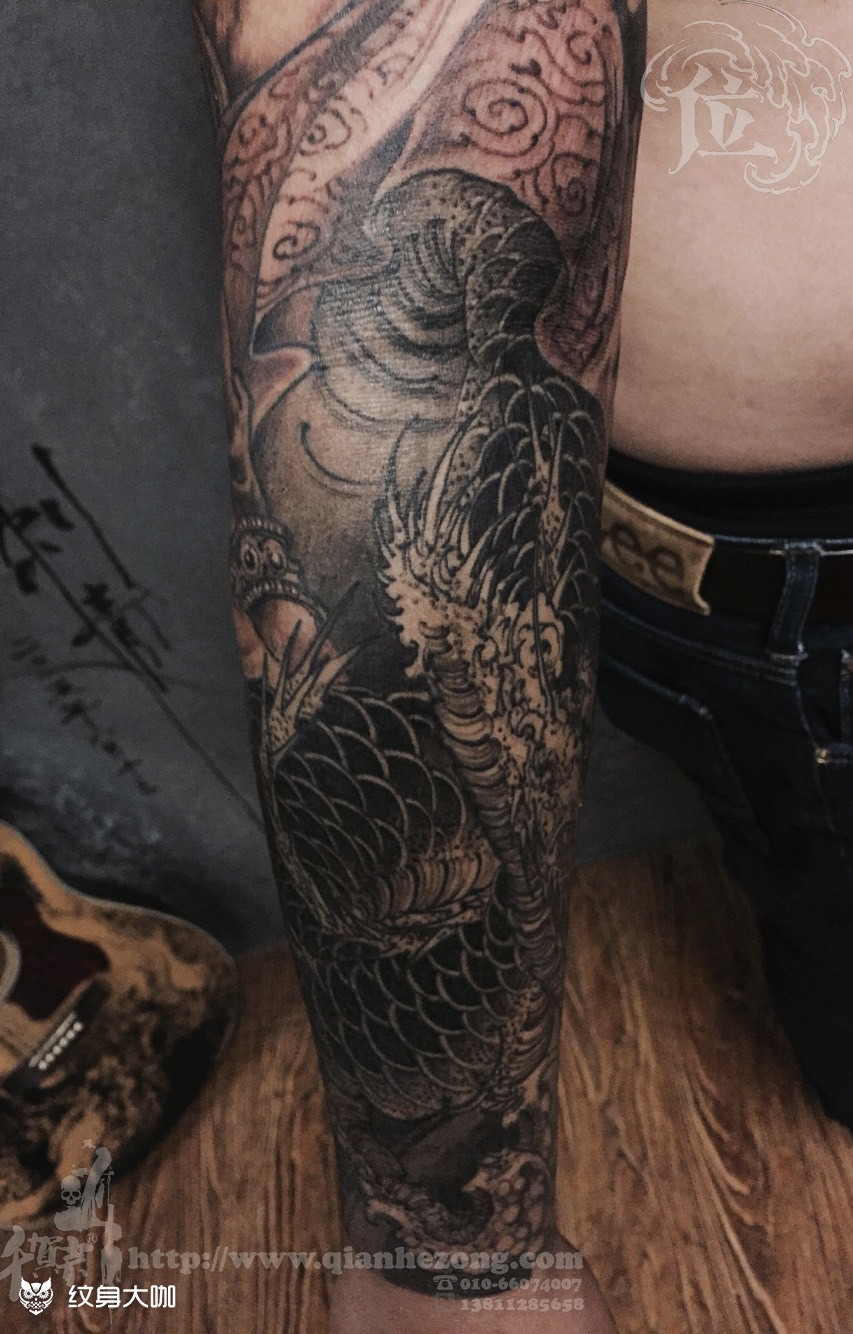 风神花臂局部_纹身图案手稿图片_王位的纹身作品集