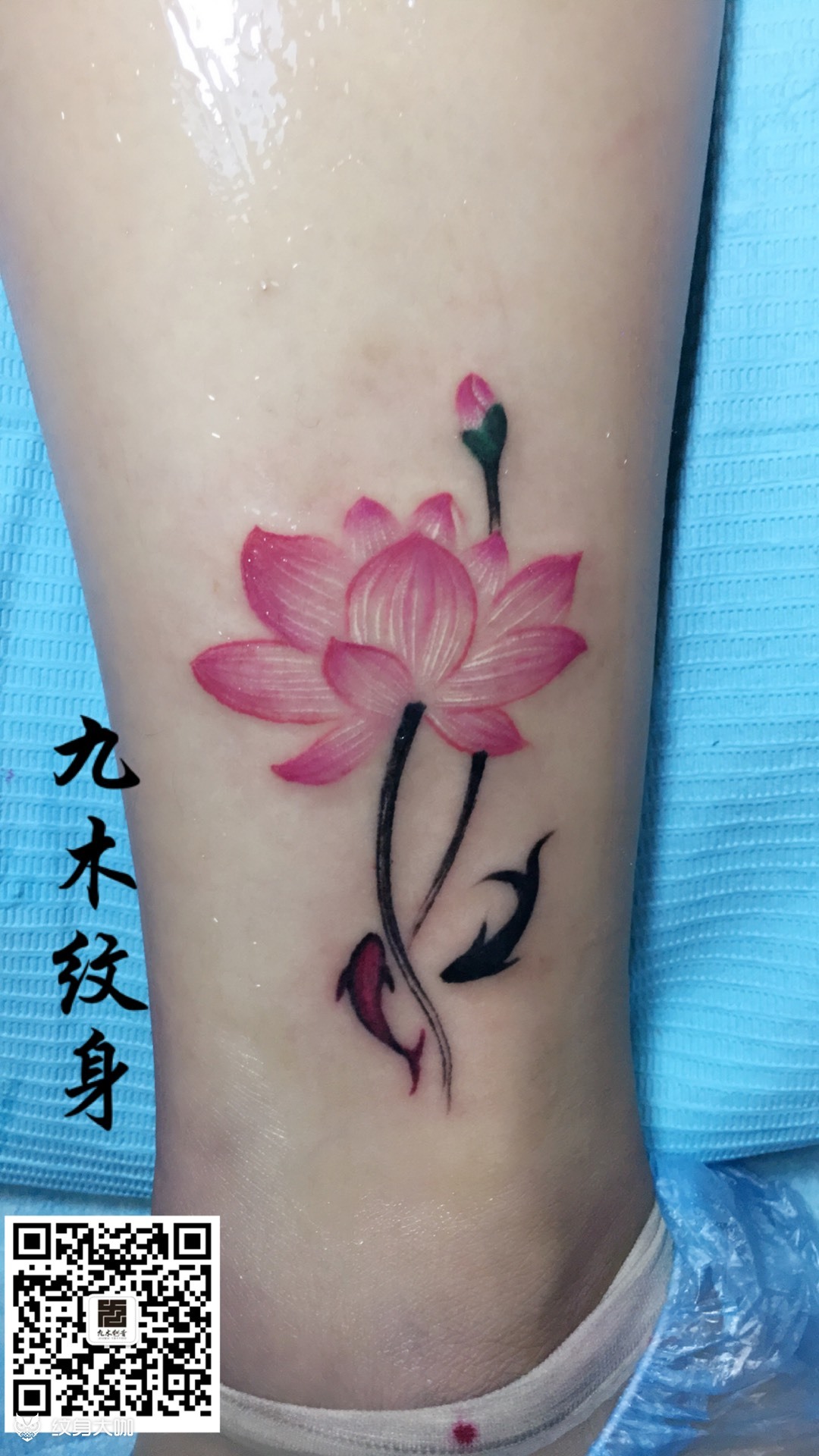 小腿荷花_纹身图案手稿图片_陈立星的纹身作品集