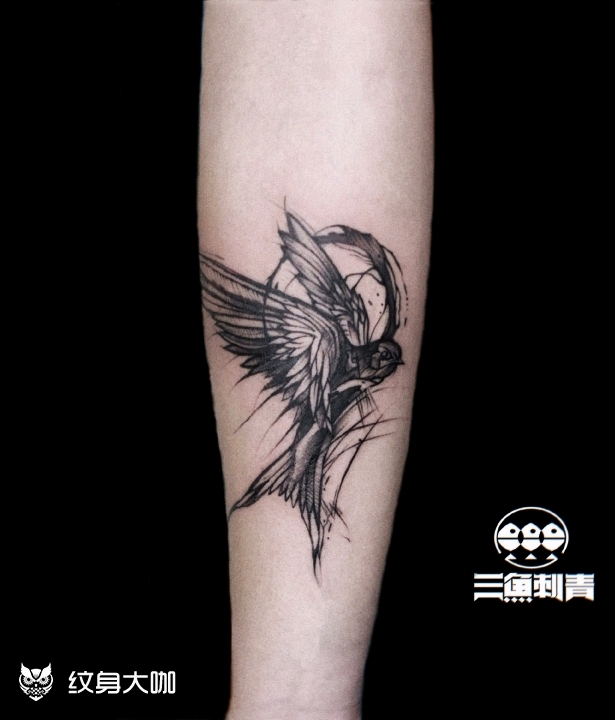 飞燕_纹身图案手稿图片_袁师傅的纹身作品集