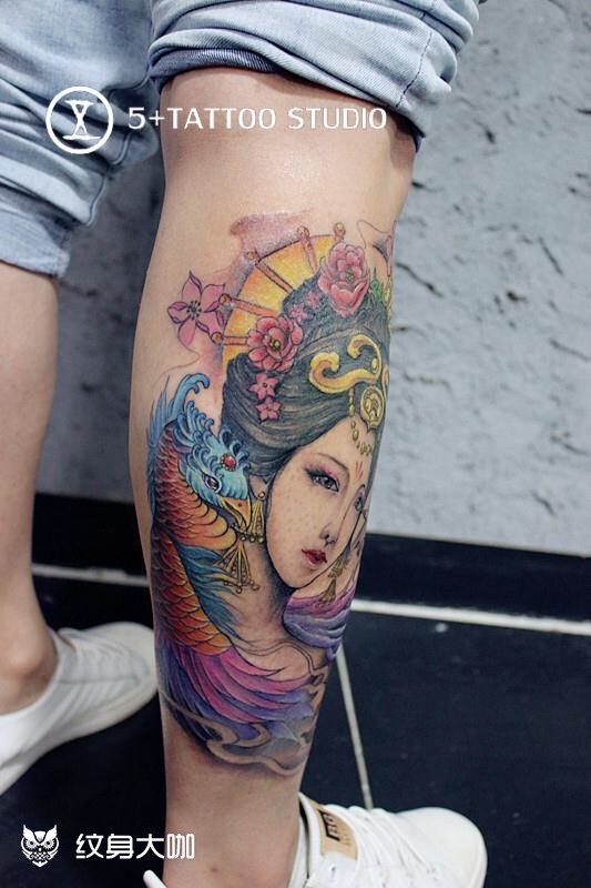 彩色艺妓_纹身图案手稿图片_小斌的纹身作品集
