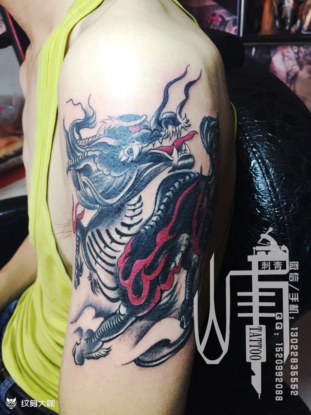 麒麟_纹身图案手稿图片_如峰的纹身作品集