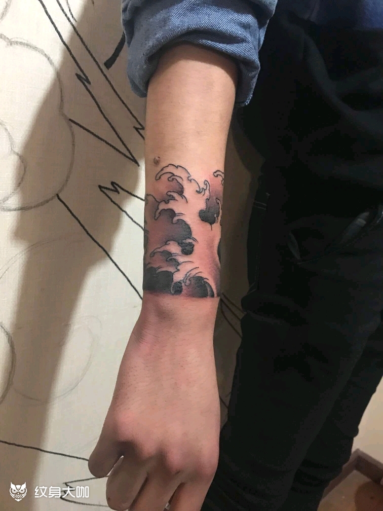 小臂浪花_纹身图案手稿图片_百祥的纹身作品集