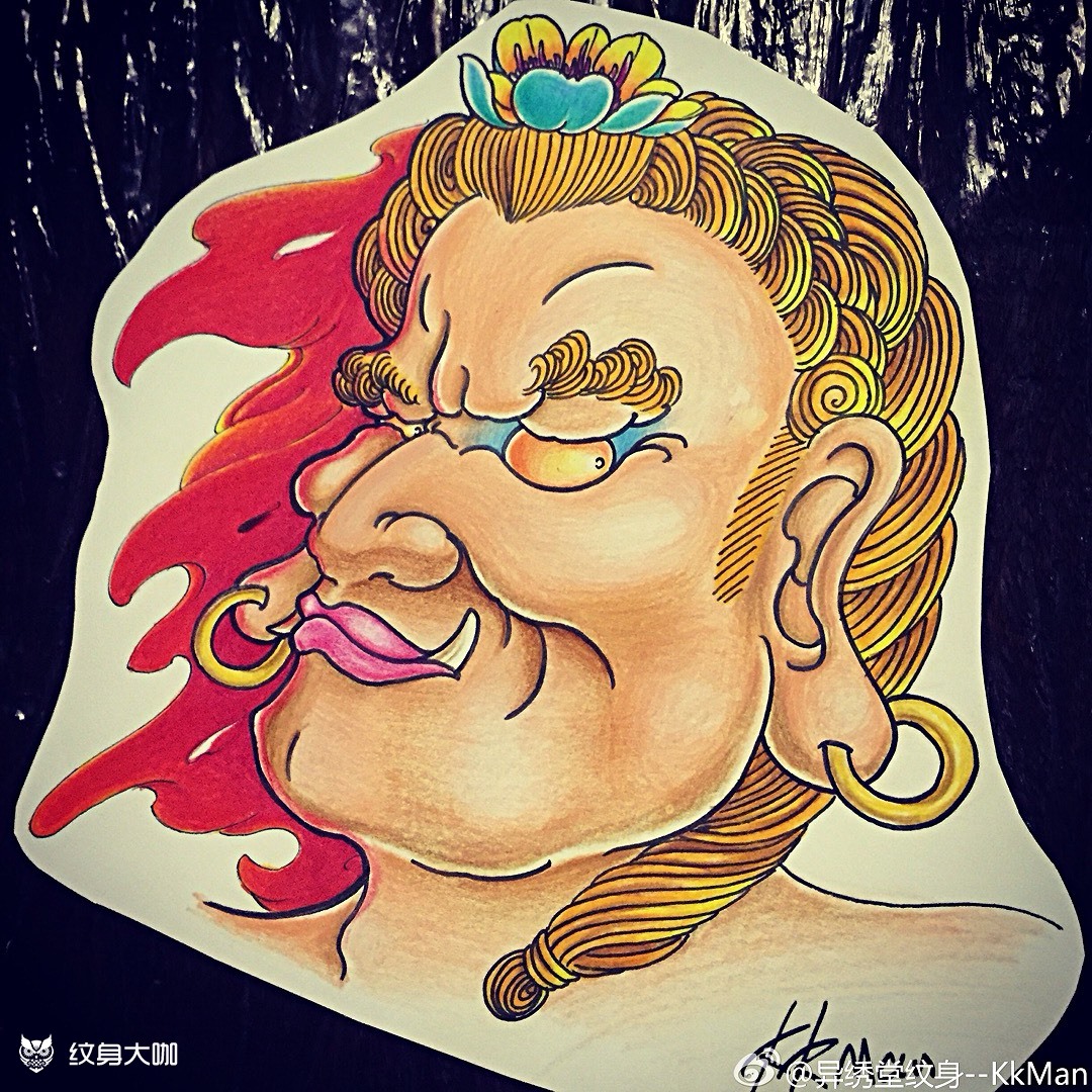 手绘妖艳不动明王