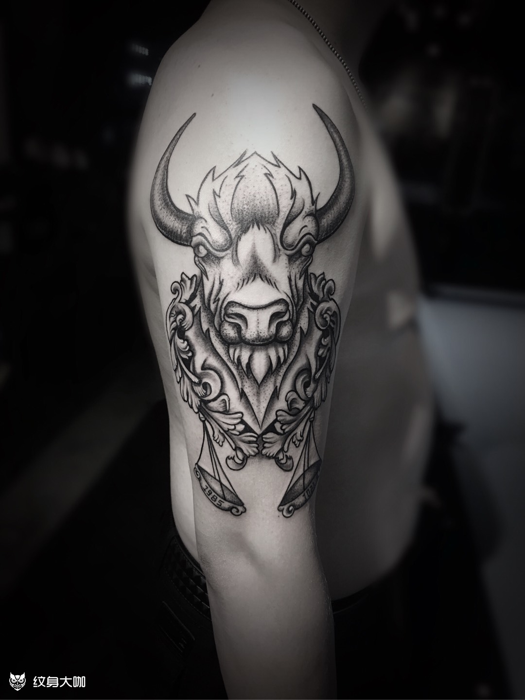 细腻金牛天平座_纹身图案手稿图片_上海旋刺青的纹身作品集