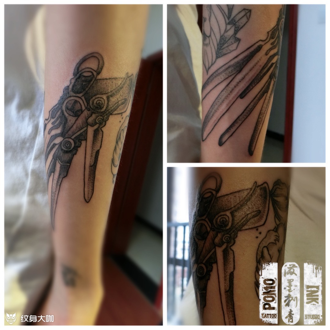 剪刀手爱德华(点刺)_纹身图案手稿图片_马金的纹身作品集