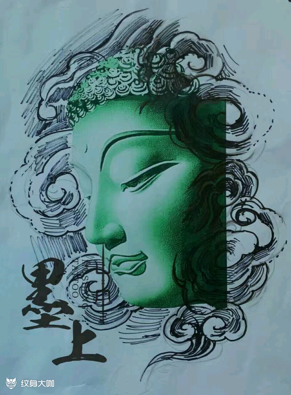 佛头(未完)_纹身图案手稿图片_寒风的纹身作品集
