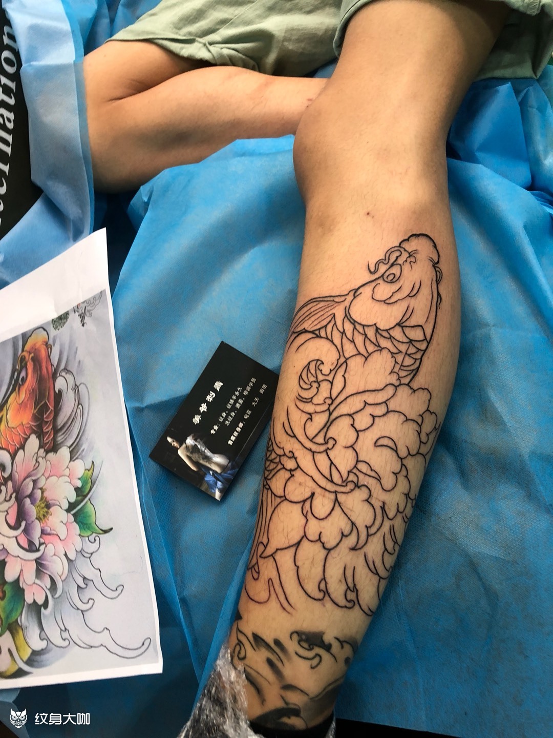 小腿鲤鱼_纹身图案手稿图片_美爷的纹身作品集