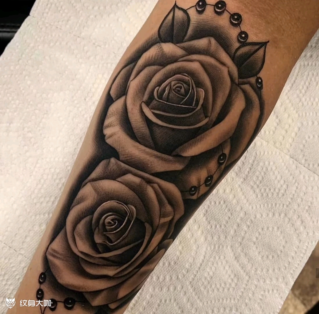 写实玫瑰_纹身图案手稿图片_唐良快的纹身作品集