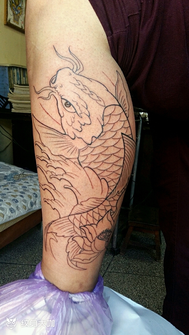 鱼,割线_纹身图案手稿图片_一墨的纹身作品集