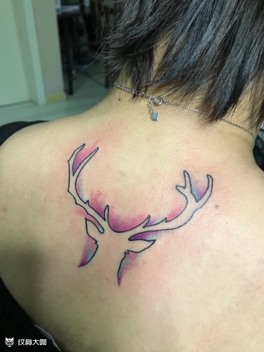 后颈麋鹿_纹身图案手稿图片_大禹的纹身作品集