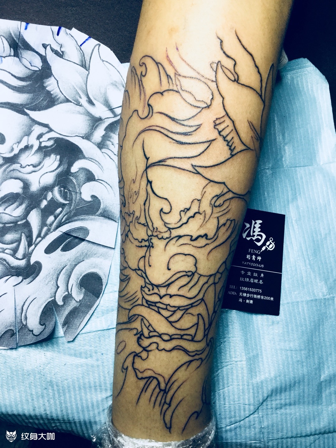 小腿般若_纹身图案手稿图片_冯的纹身作品集