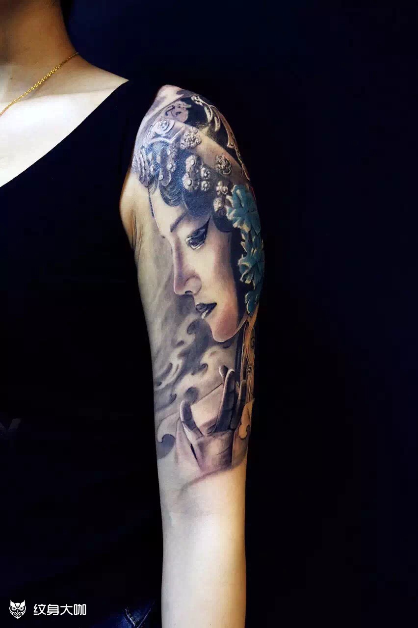 彩色花旦_纹身图案手稿图片_君studio的纹身作品集