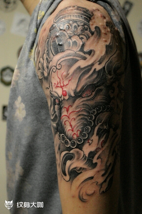 大臂象神_纹身图案手稿图片_阿龙的纹身作品集