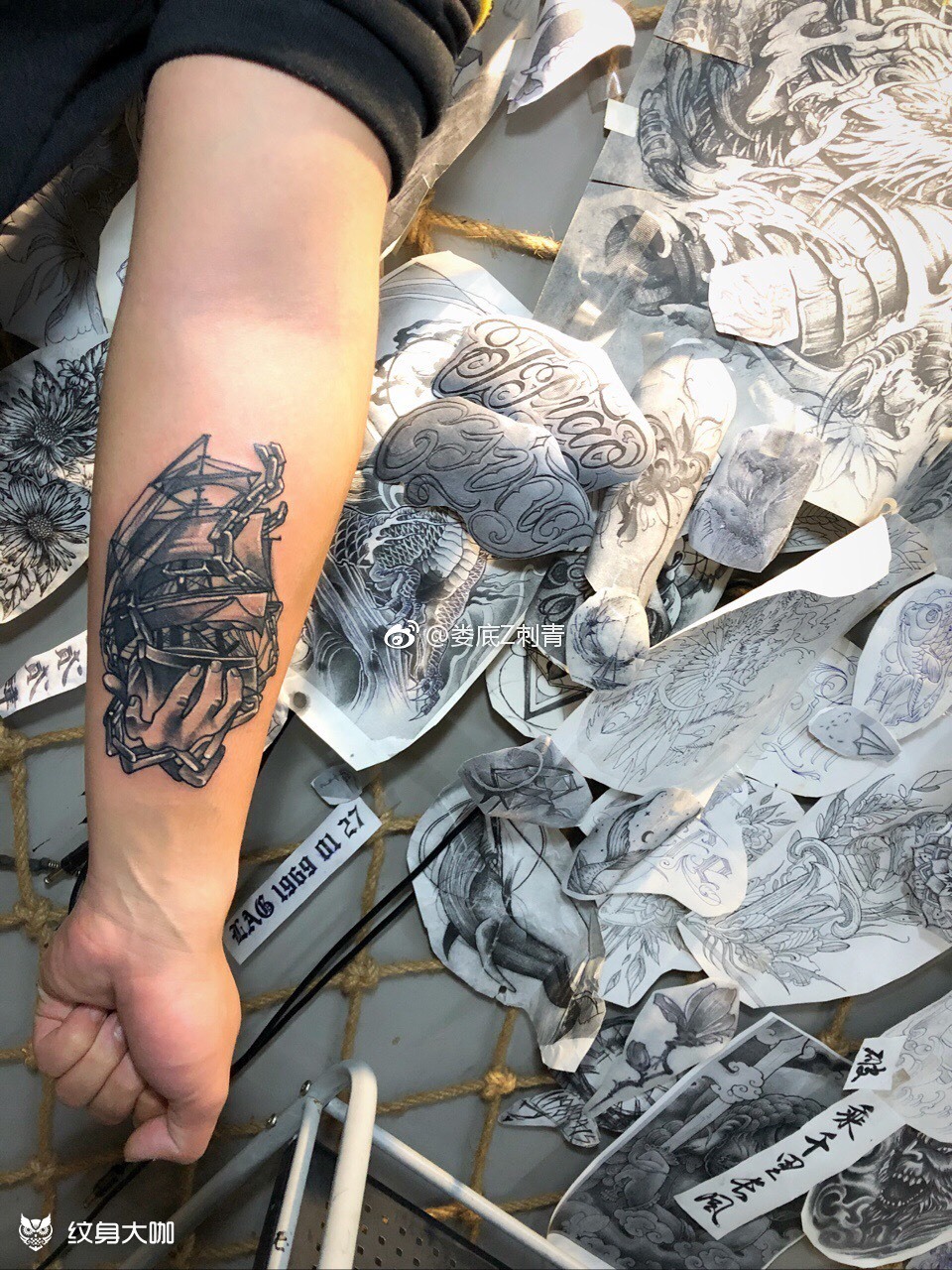 小臂帆船纹身_纹身图案手稿图片_赵海波的纹身作品集