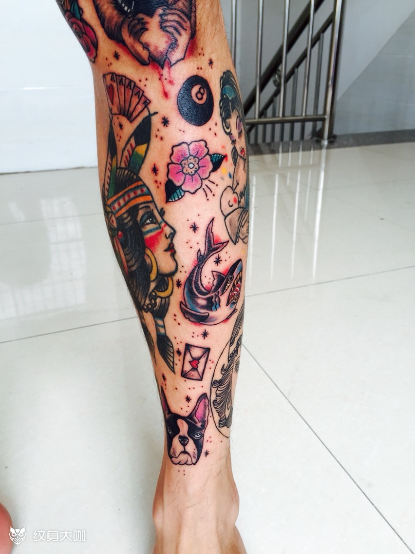 欧美oidschool彩色花腿