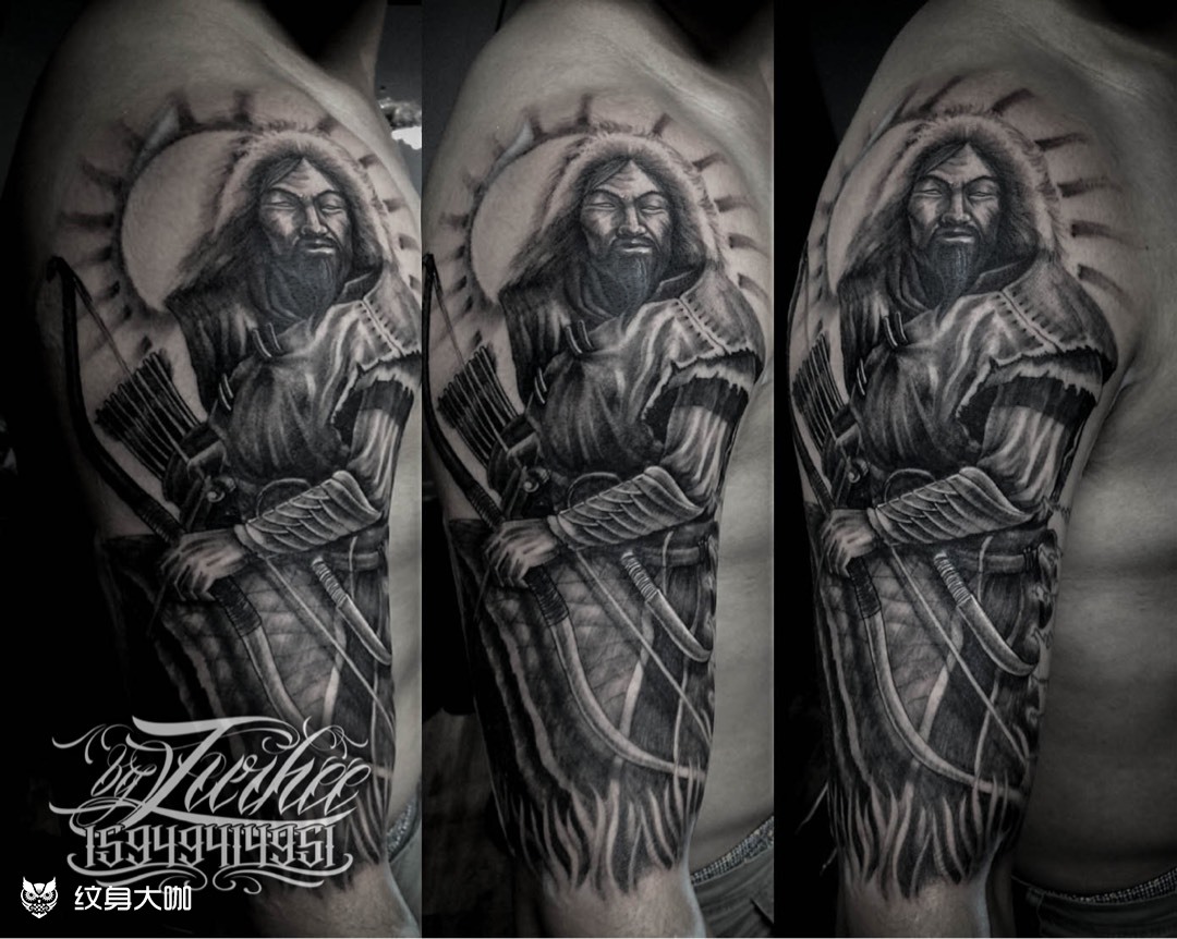 蒙古猎人 _纹身图案手稿图片_zurhee的纹身作品集