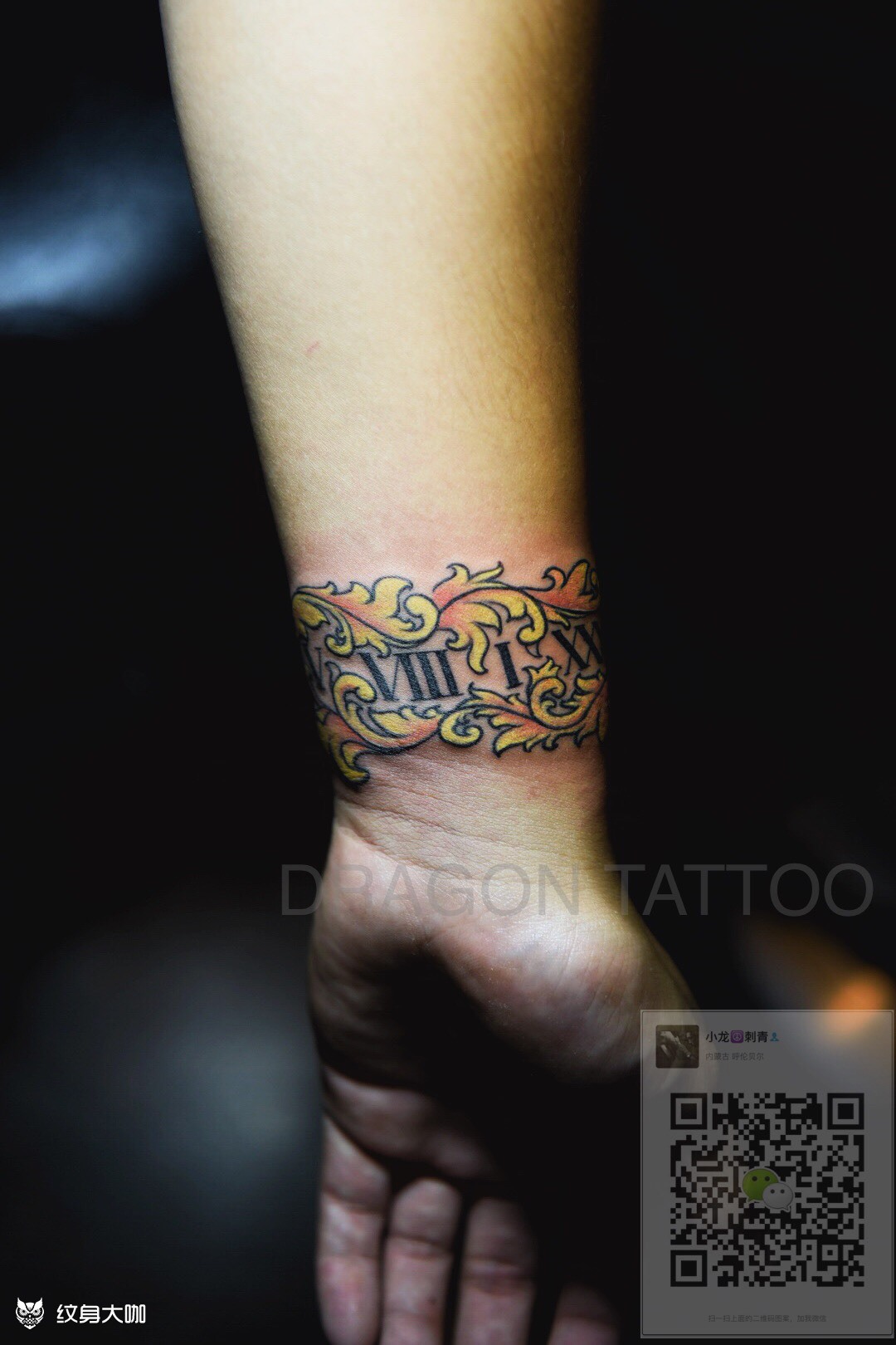 唐草羽毛日期_纹身图案手稿图片_马国宾的纹身作品集