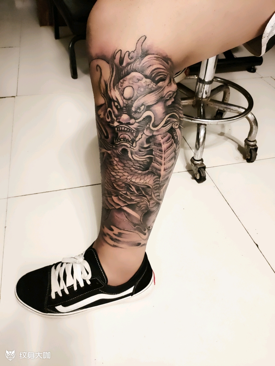 麒麟〔包小腿〕_纹身图案手稿图片_王志勇的纹身作品集