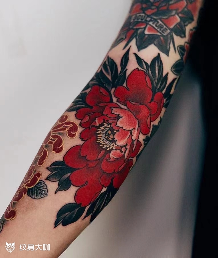 小臂牡丹_纹身吧社区 - 纹身大咖