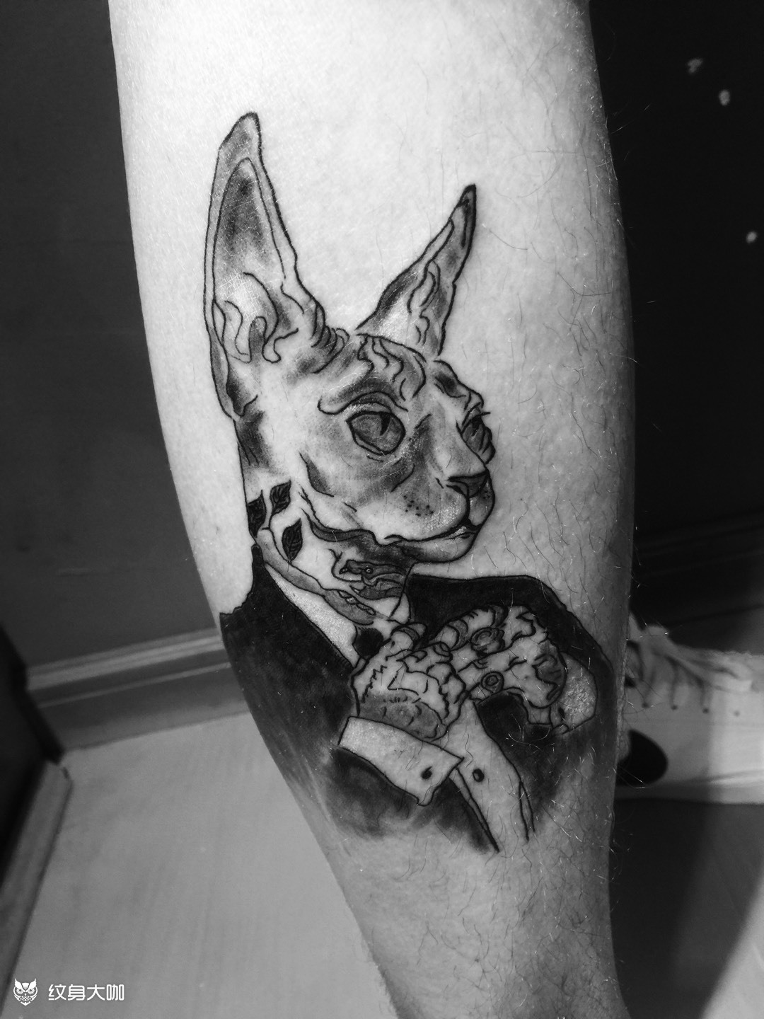 黑手党猫_纹身图案手稿图片_勿念的纹身作品集