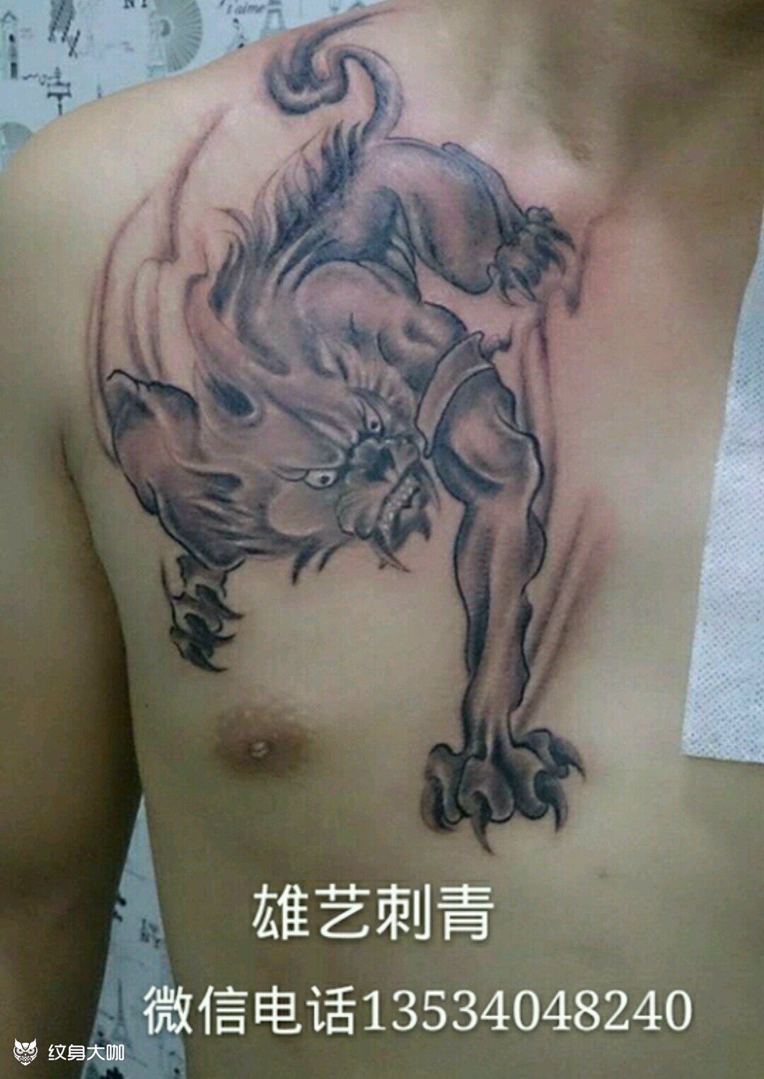 猛兽剑齿虎_纹身图案手稿图片_廖振华的纹身作品集