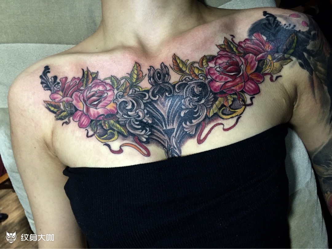花胸_纹身图案手稿图片_孟令成的纹身作品集