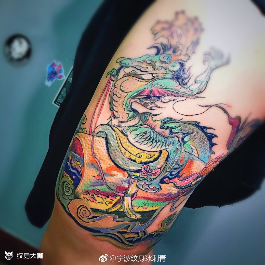 龙子蒲牢_纹身图案手稿图片_王湖冰的纹身作品集