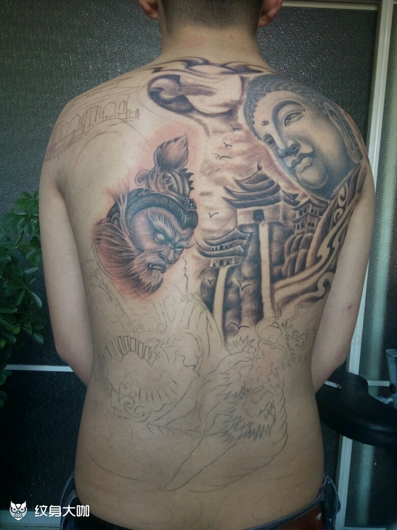 悟空拜佛_纹身图案手稿图片_宋涛的纹身作品集