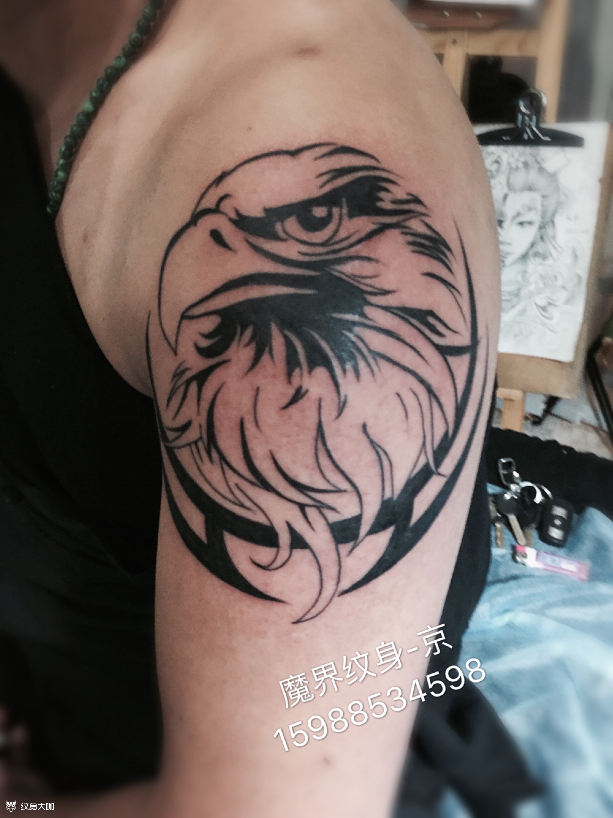 图腾老鹰头_纹身图案手稿图片_ 阿京的纹身作品集