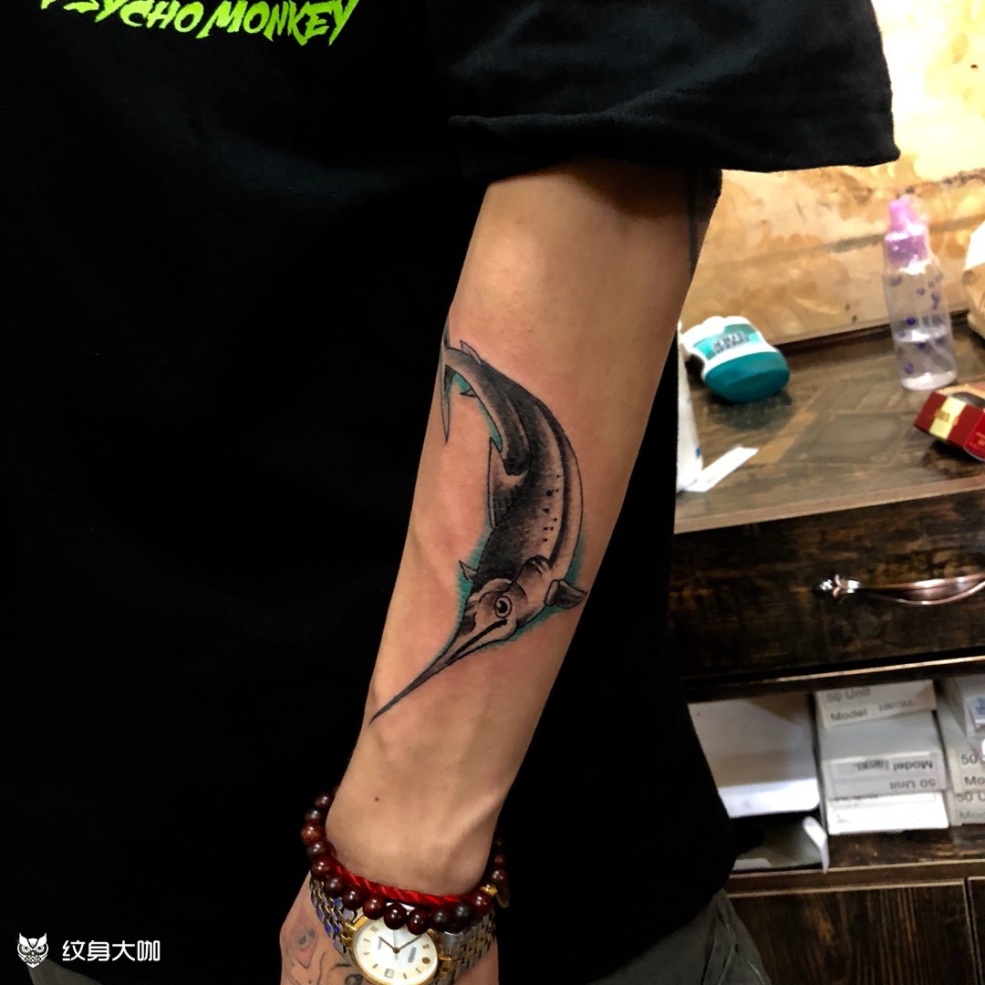 箭鱼_纹身图案手稿图片_广州九纹龙的纹身作品集