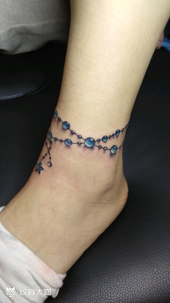 脚饰脚链纹身_纹身图案手稿图片_山古的纹身作品集
