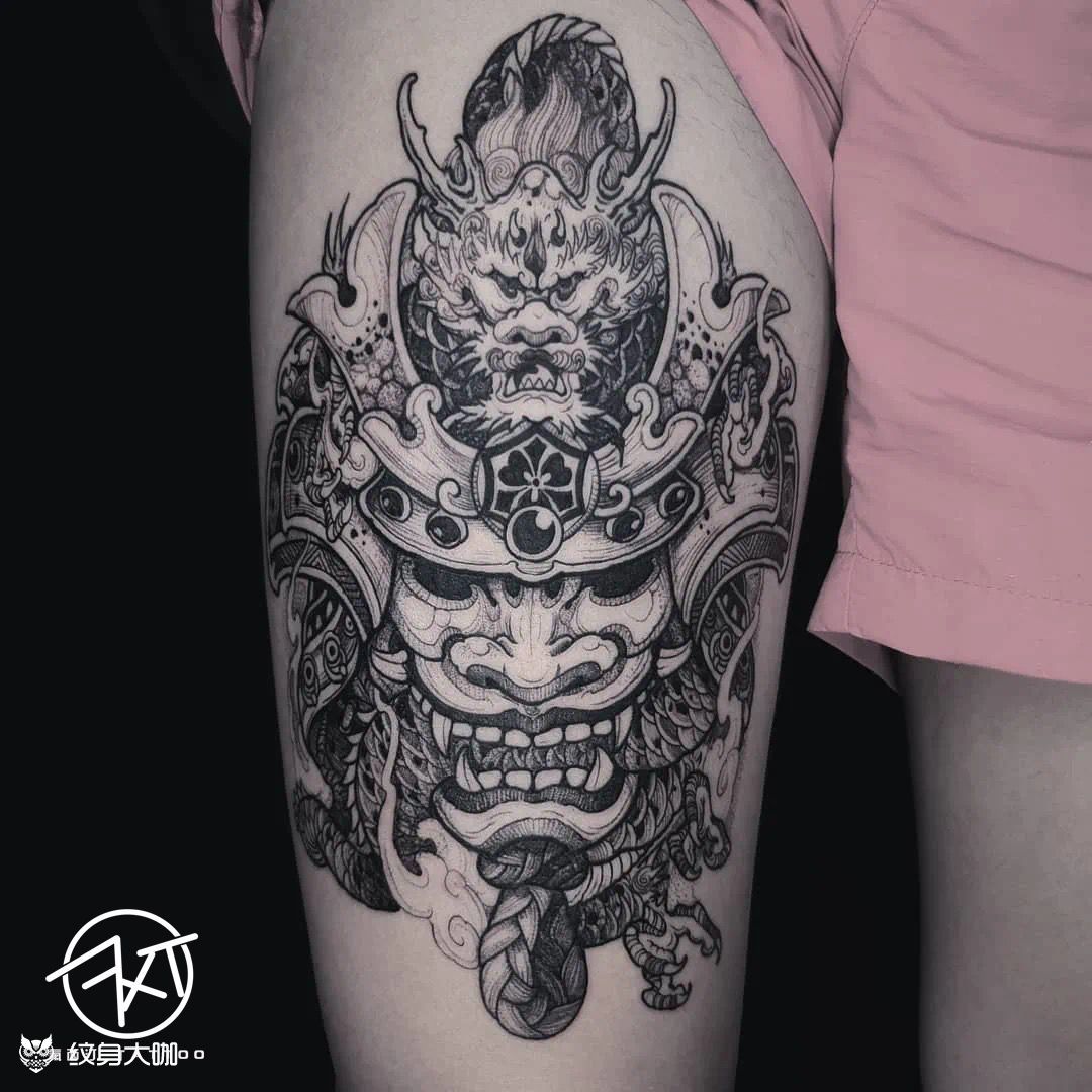 鬼武士_纹身图案手稿图片_曹诗阔的纹身作品集