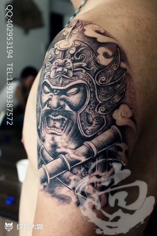 双柬天神_纹身图案手稿图片_张敏的纹身作品集