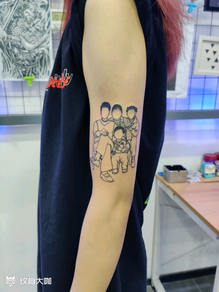 一家四口简画_纹身图案手稿图片_杰～～～的纹身作品集