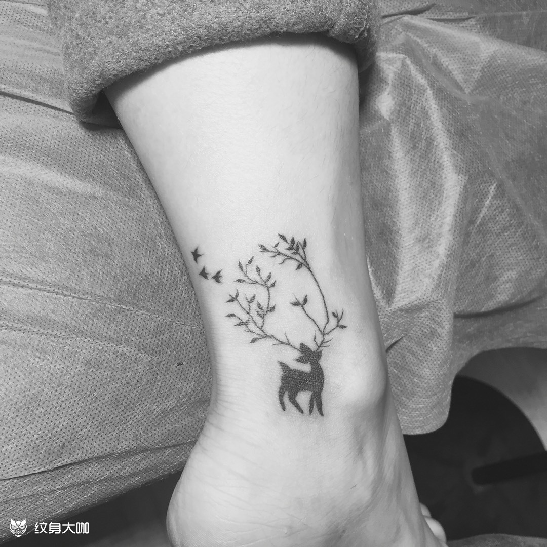 小清新鹿_纹身图案手稿图片_朱师傅的纹身作品集