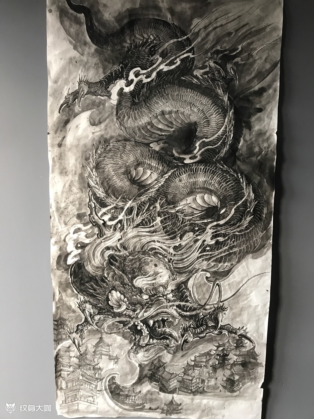 烈火龙_纹身图案手稿图片_小明的纹身作品集