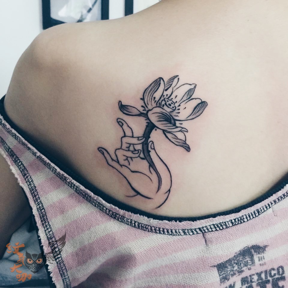 佛手莲花_纹身图案手稿图片_老徐toaski的纹身作品集