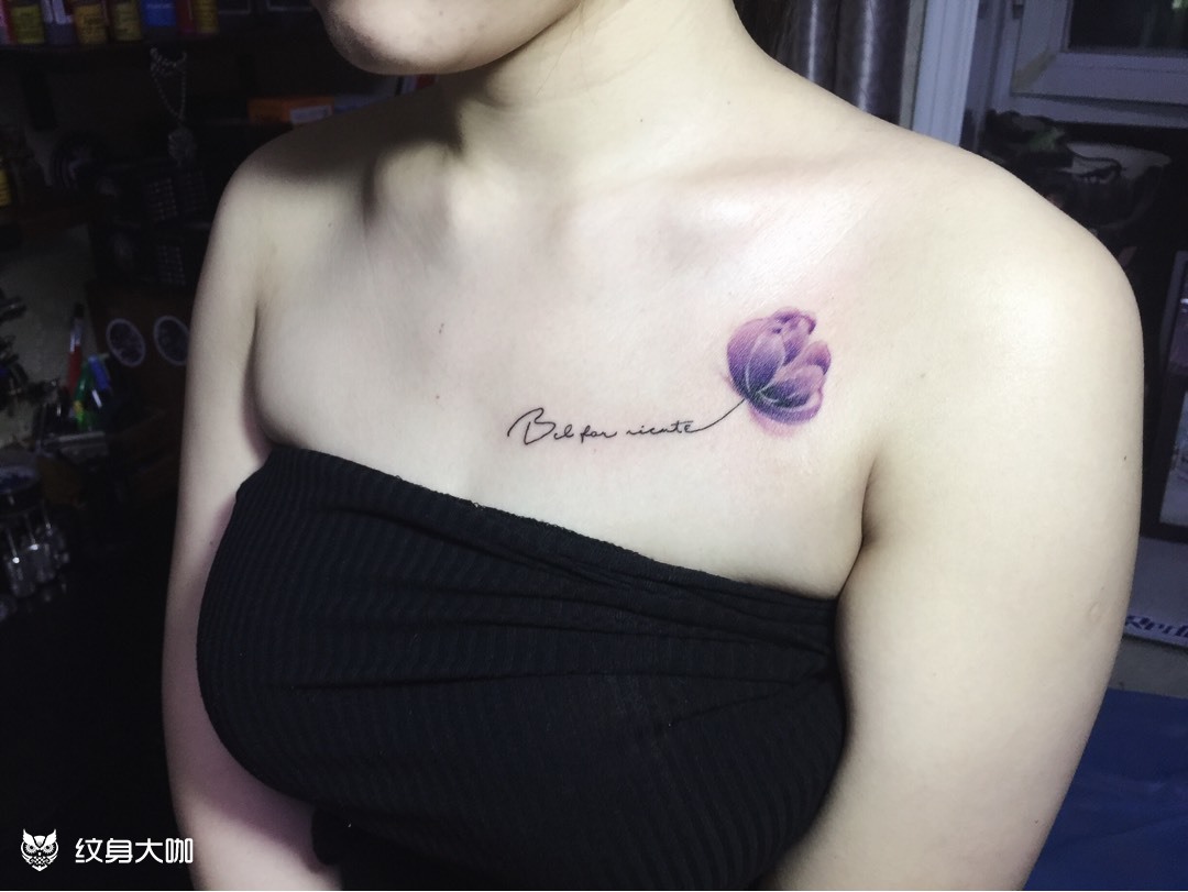 锁骨罂粟花_纹身图案手稿图片_磊子的纹身作品集