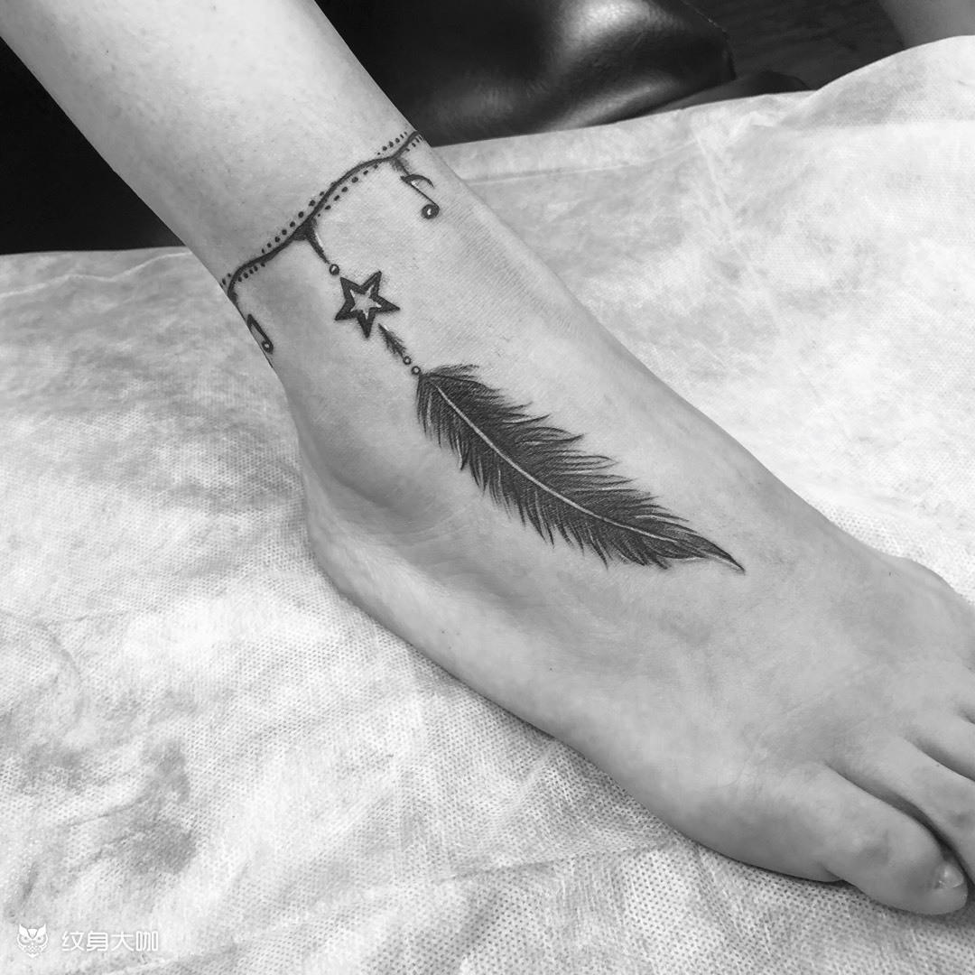 脚背羽毛_纹身图案手稿图片_dd的纹身作品集