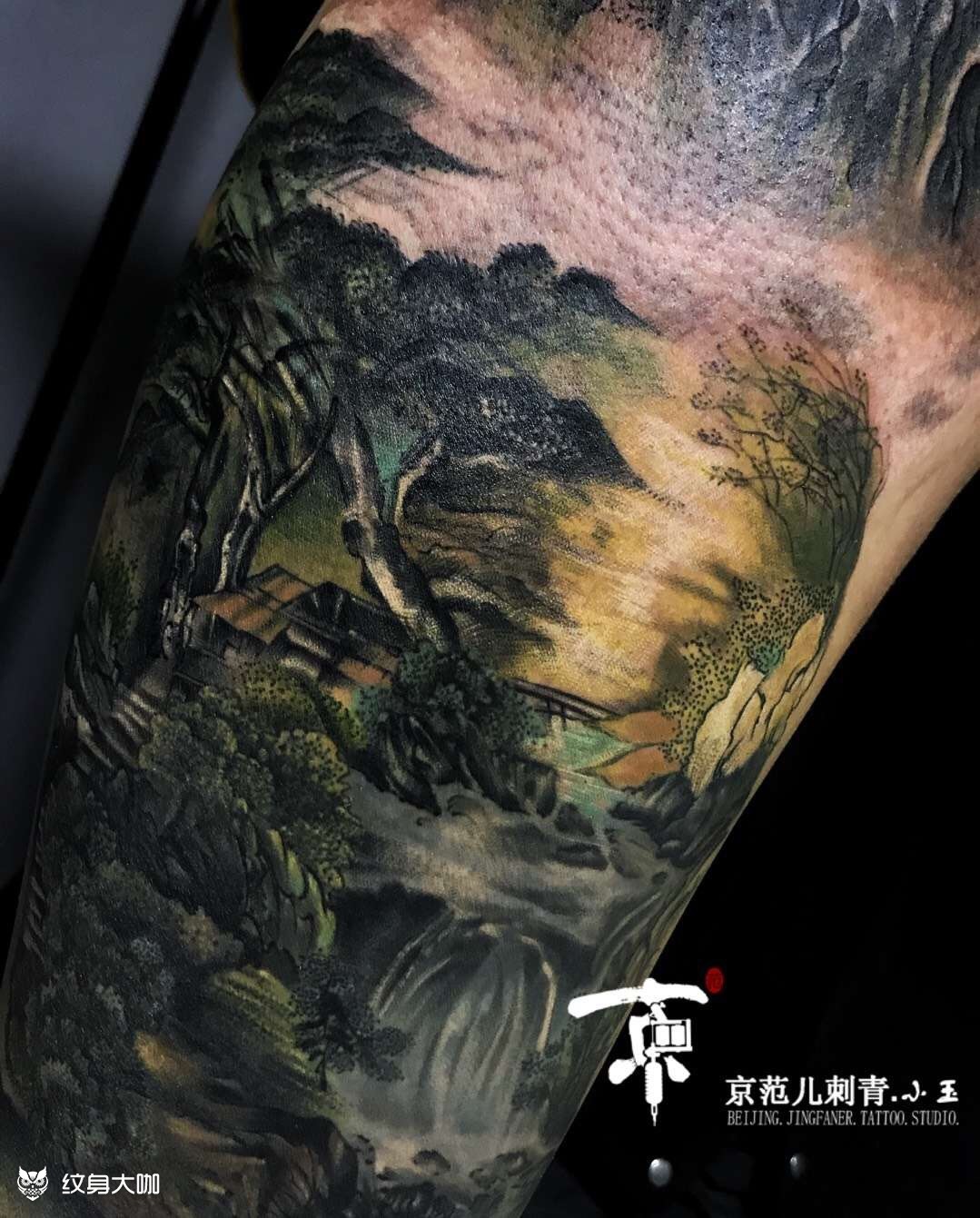 山水_纹身图案手稿图片_邹庆宇的纹身作品集