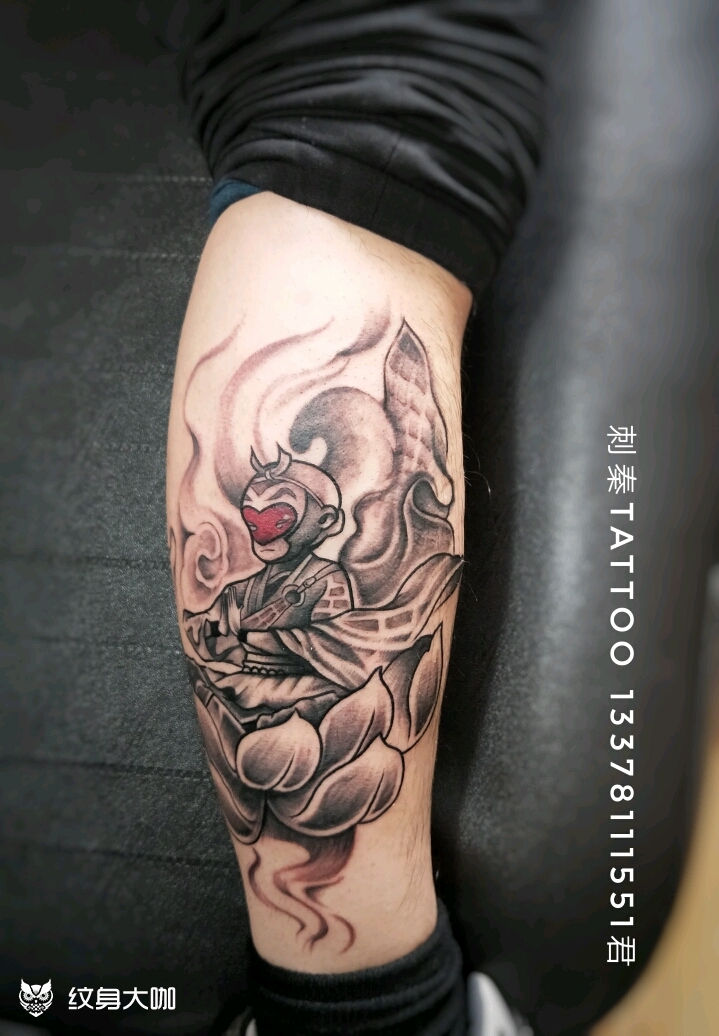 小腿 斗战胜佛 悟空_纹身图案手稿图片_王成全的纹身作品集