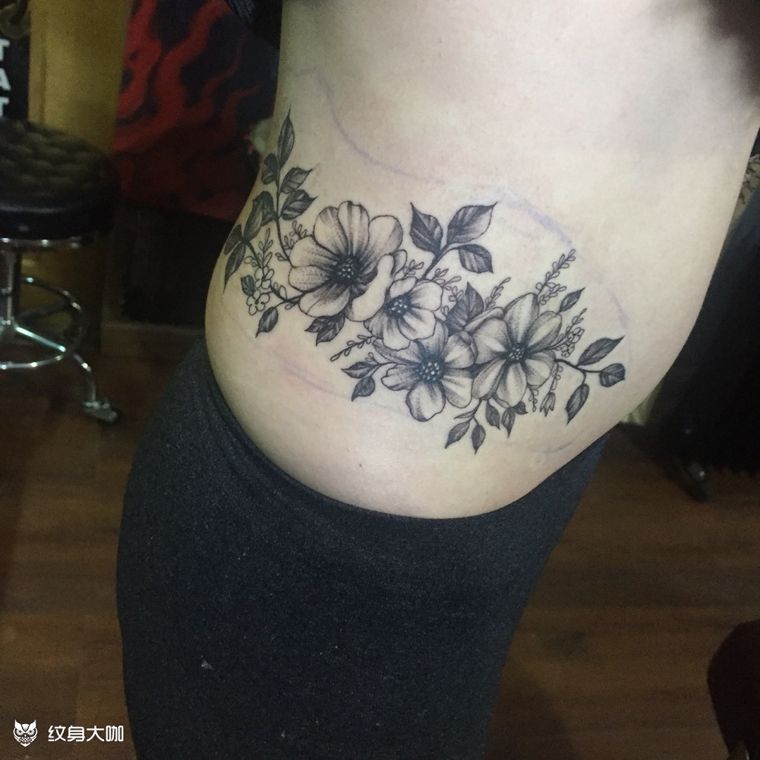 腰花_纹身图案手稿图片_强子的纹身作品集