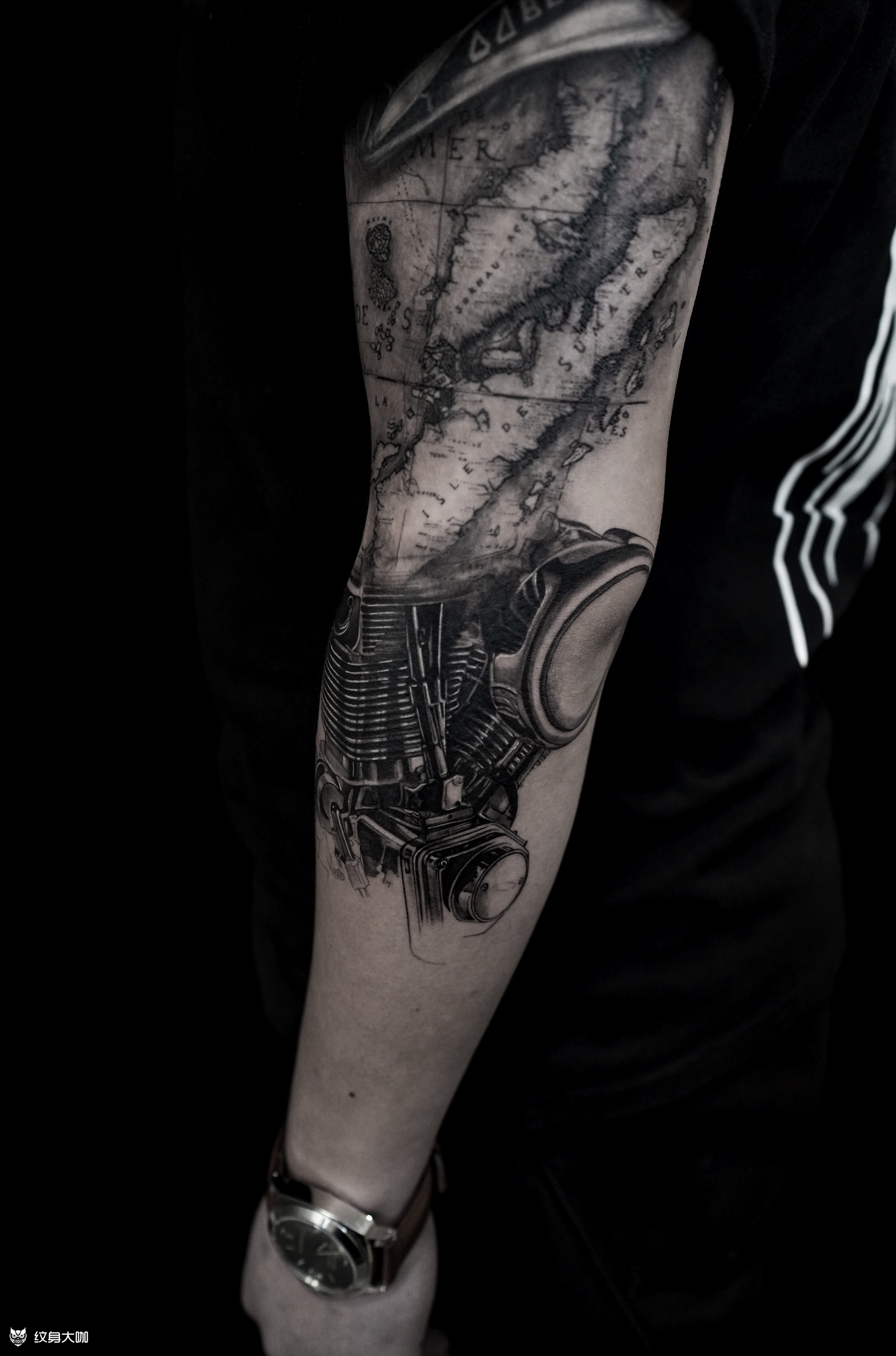 机车花臂拼接_纹身图案手稿图片_k.long的纹身作品集