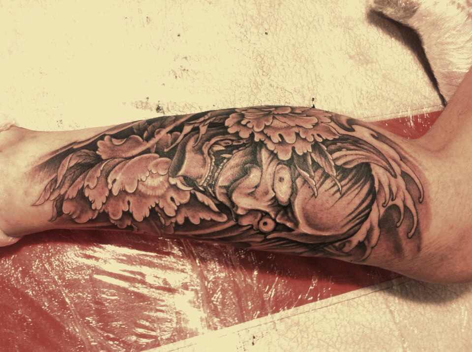 般若腿_纹身图案手稿图片_沈阳嘉龙ciqing的纹身作品集