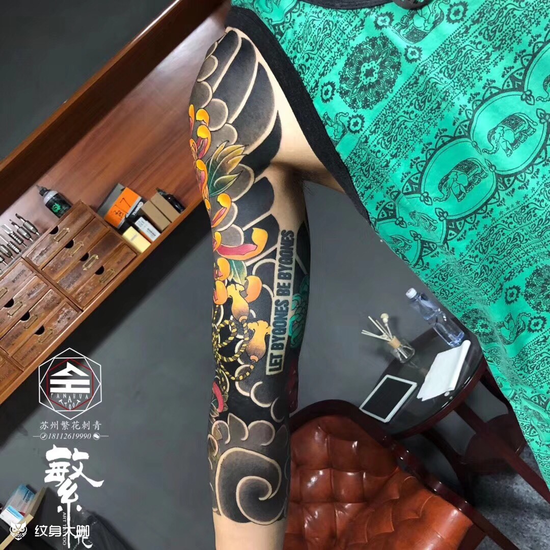 老传统花臂七分袖般若老传统花_纹身吧社区 - 纹身大咖