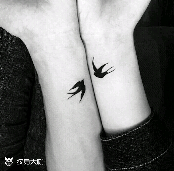 情侣,双飞燕_纹身图案手稿图片_雪糕的纹身作品集