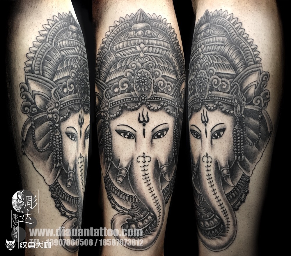 象神 黑灰_纹身图案手稿图片_雕达的纹身作品集