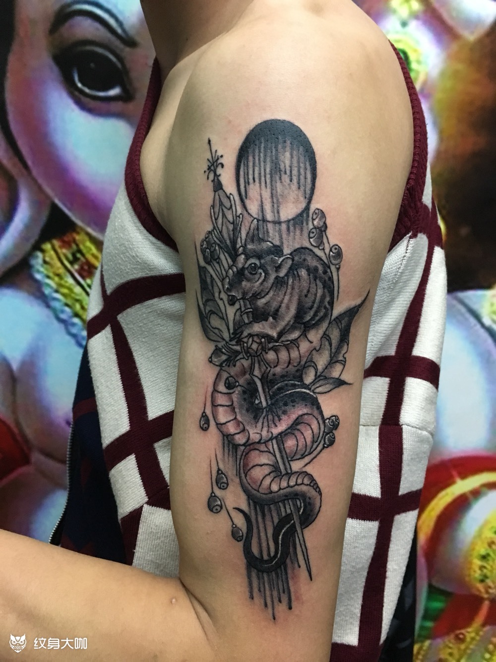 鼠蛇_纹身图案手稿图片_啊明的纹身作品集