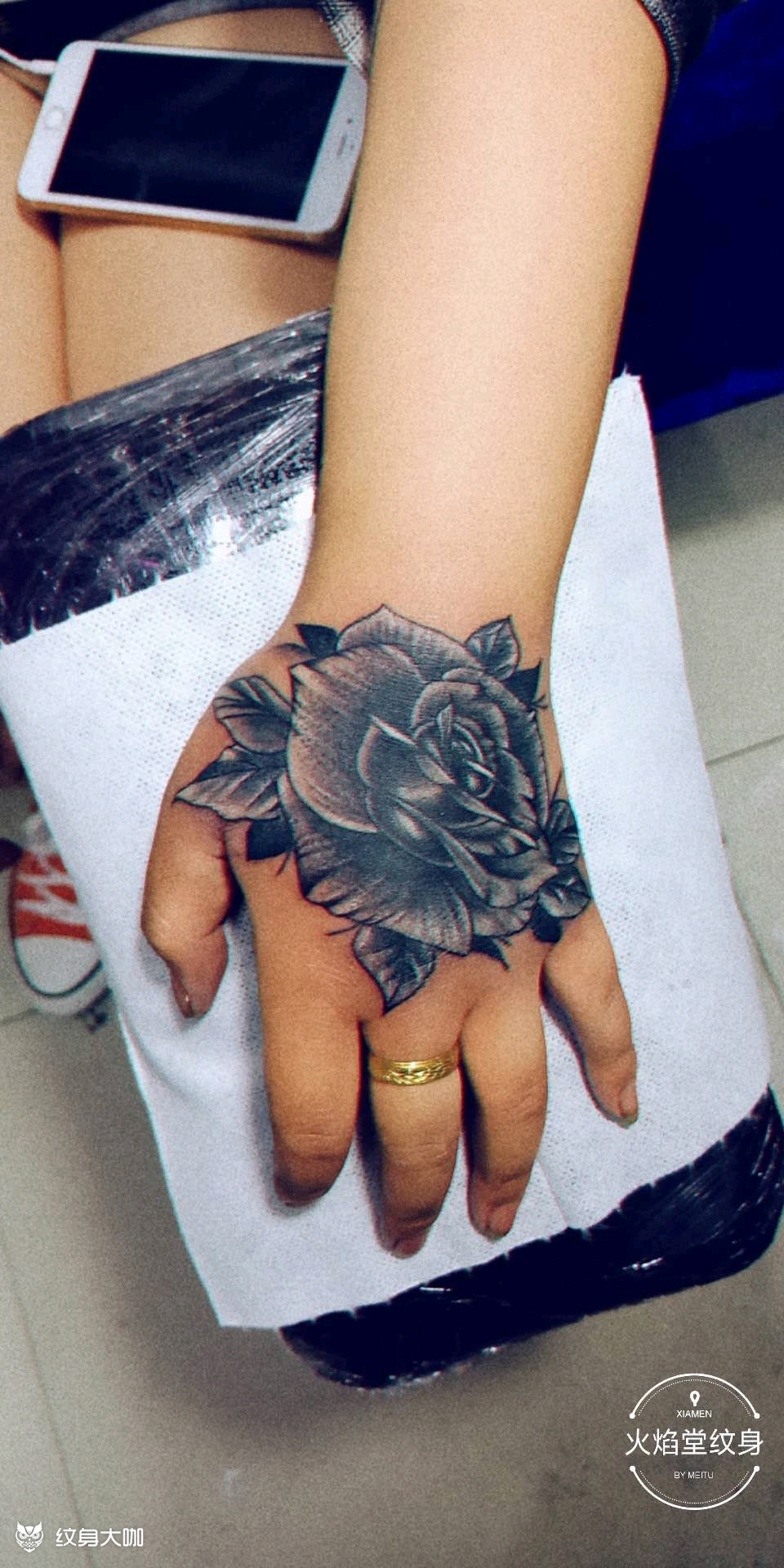手背黑玫瑰_纹身图案手稿图片_陈慧芳的纹身作品集